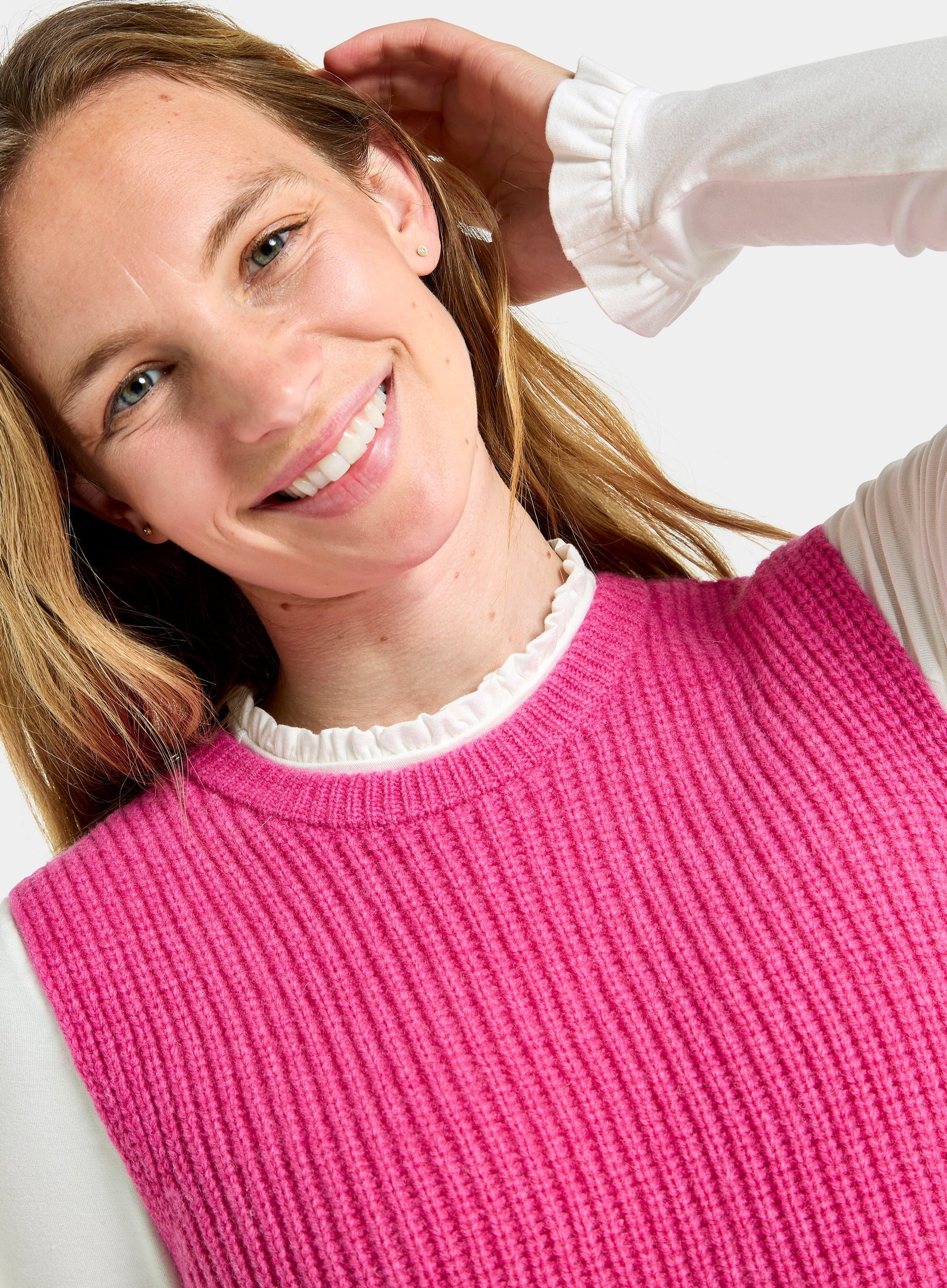 Knitted Rib Vest - Pink
