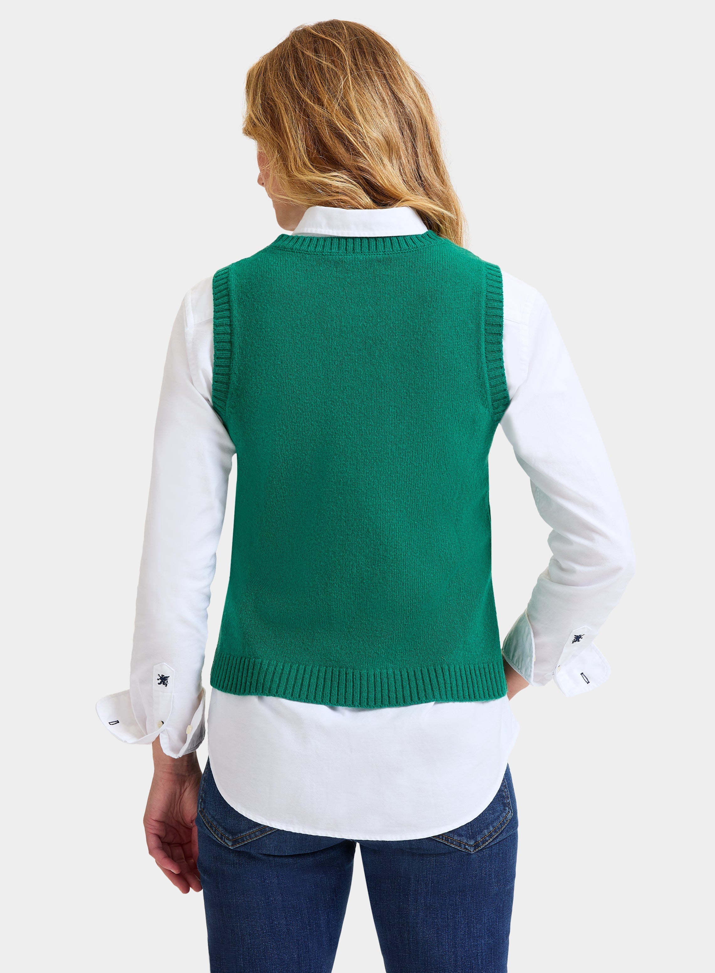 Womens Knitted Vest in Green - Oxford Shirt Co.