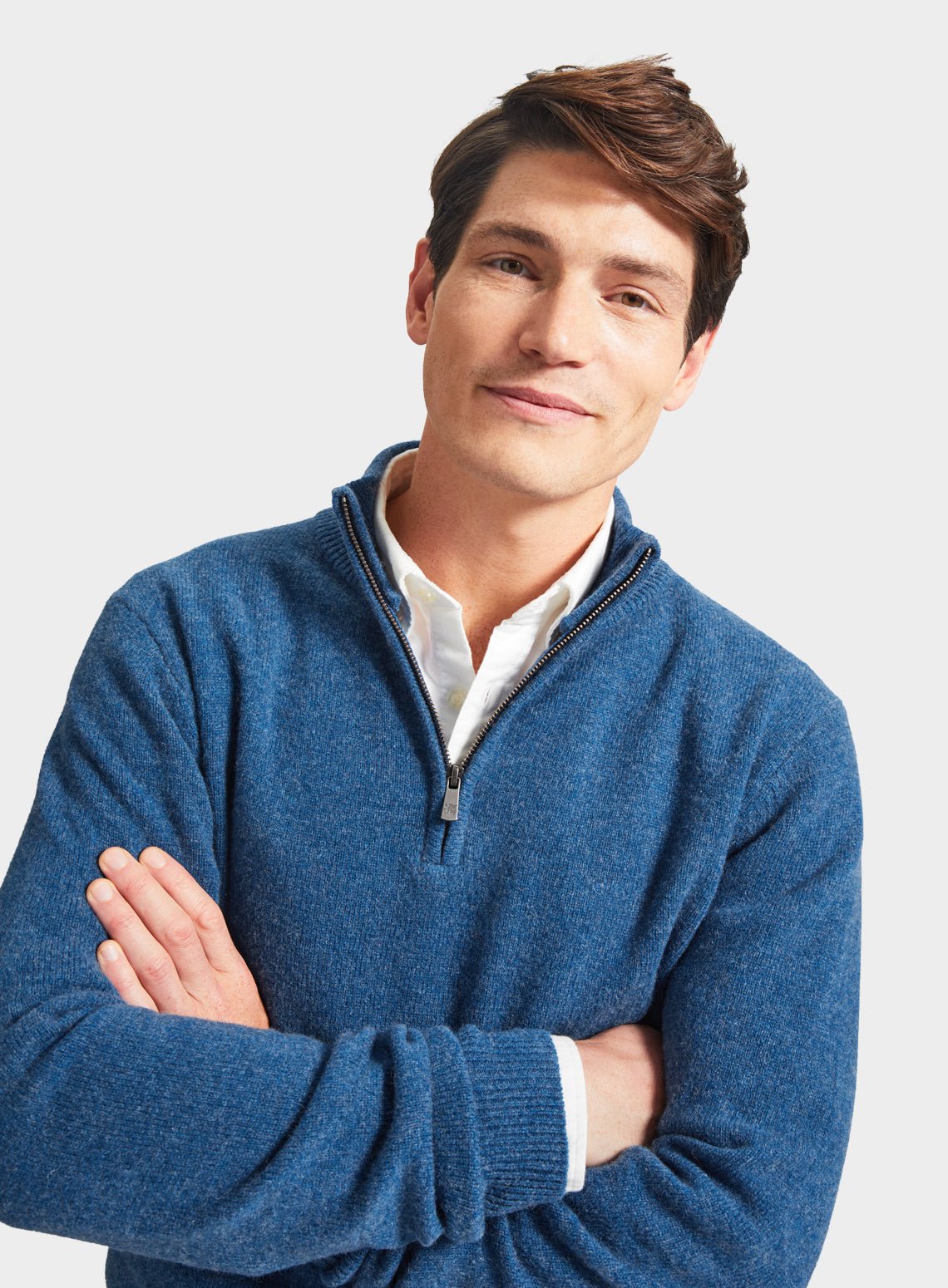 Lambswool 1/4 Zip in Blue