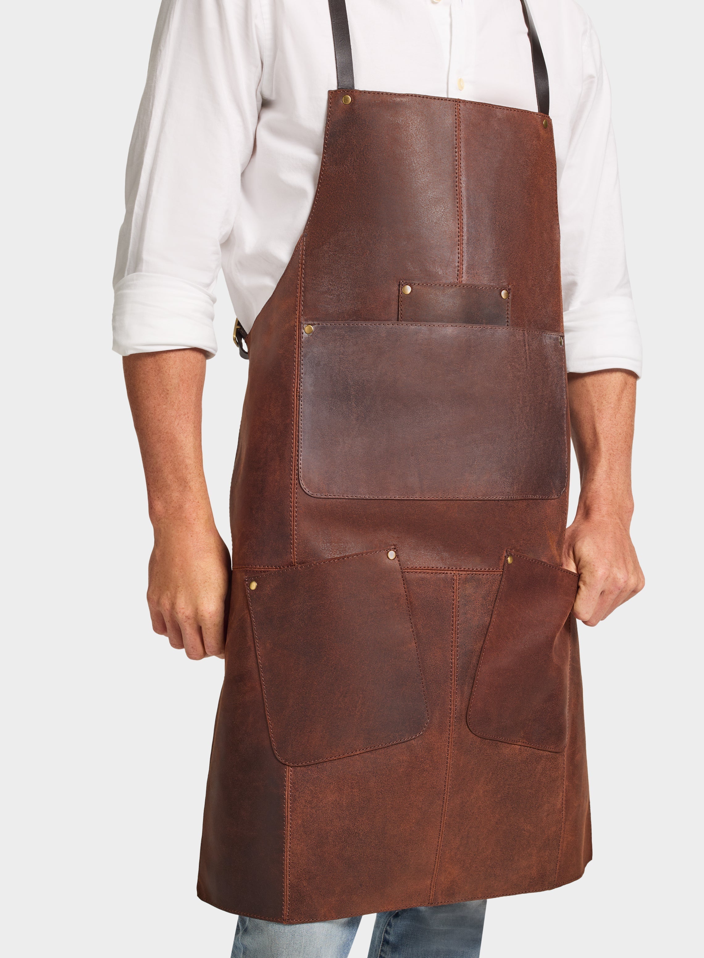 Lincoln Leather Apron in Brown - Oxford Shirt Co.