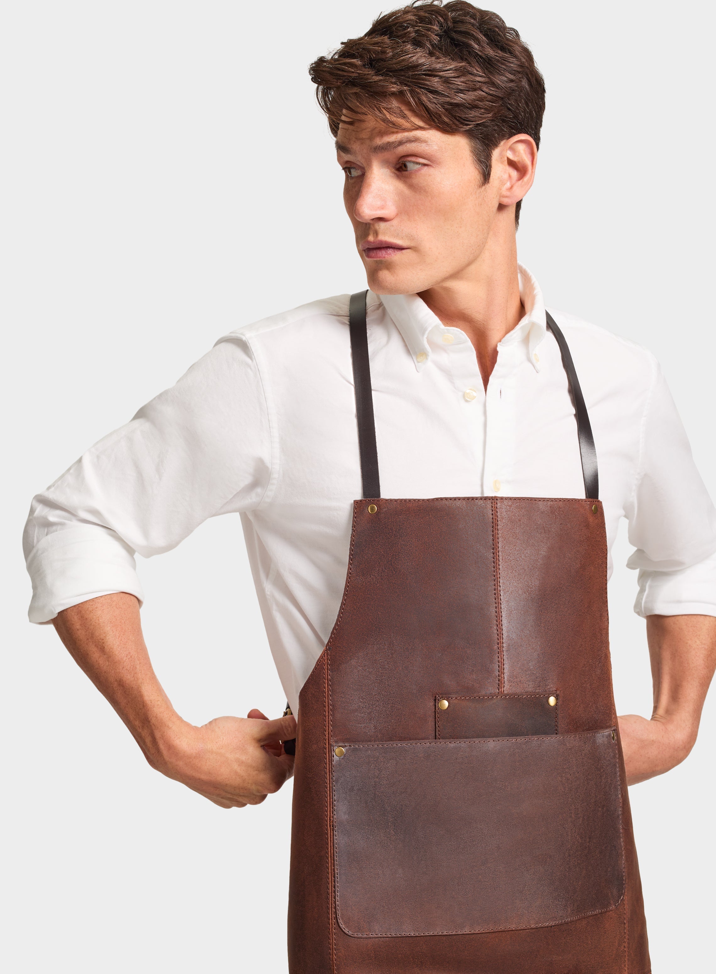 Lincoln Leather Apron in Brown - Oxford Shirt Co.