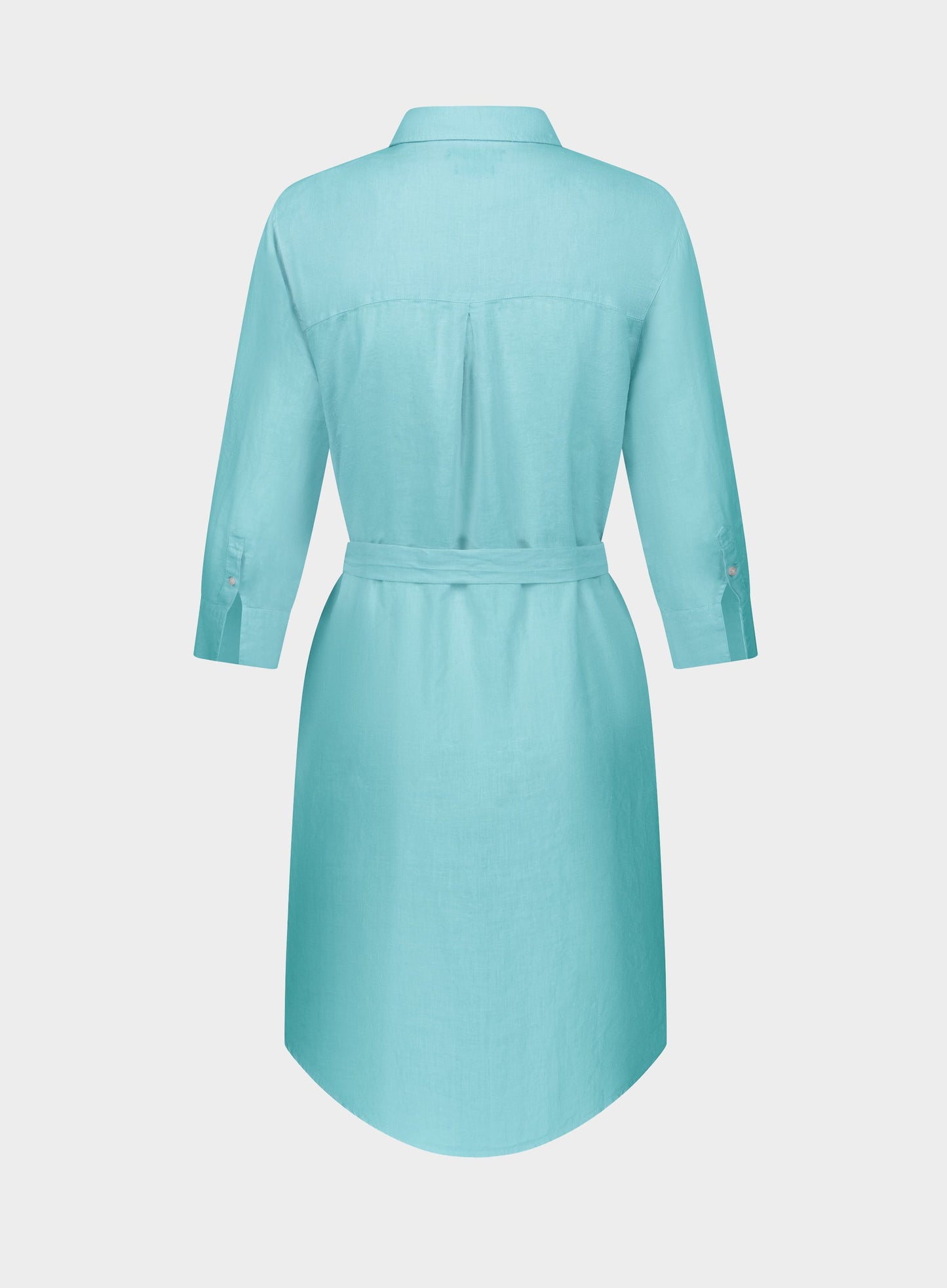 Linen Shirt Dress - Aqua