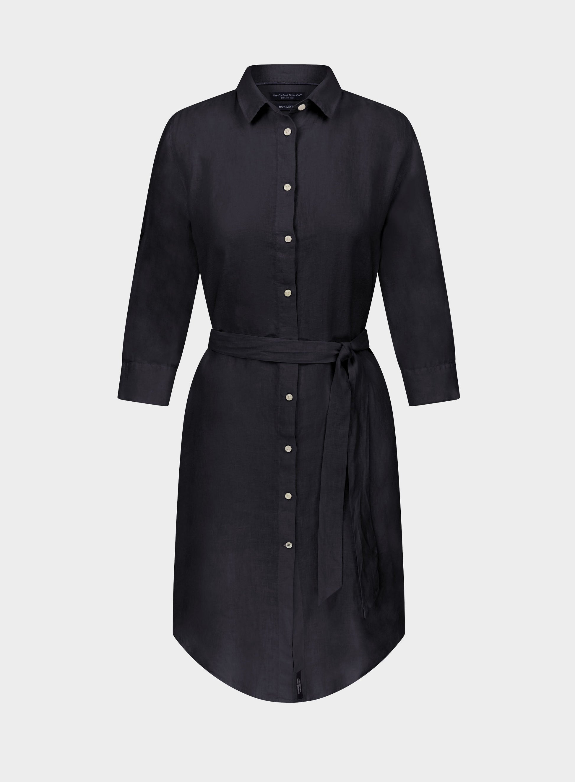 Womens Linen Shirt Dress in Navy - Oxford Shirt Co. Womens Linen Shirt Dress in Navy - Oxford Shirt Co.