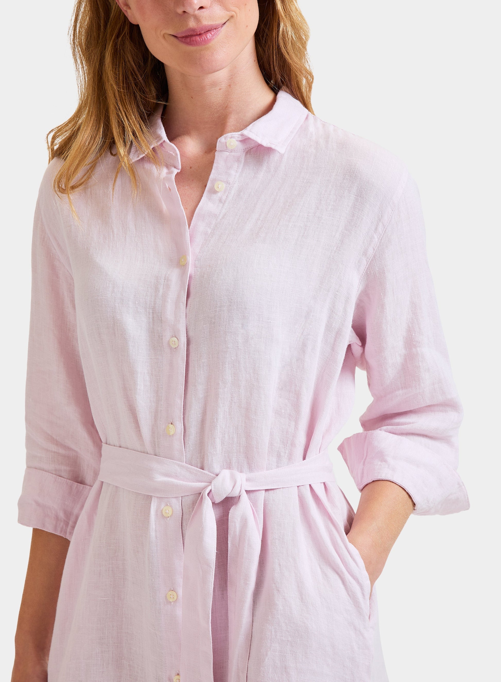 Womens Linen Shirt Dress in Pink - Oxford Shirt Co. Womens Linen Shirt Dress in Pink - Oxford Shirt Co.
