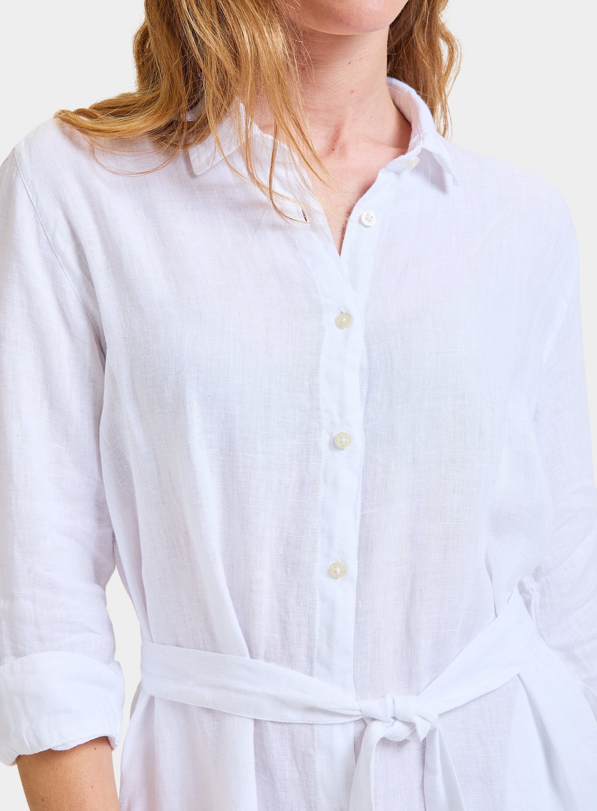 Womens Linen Shirt Dress in White - Oxford Shirt Co. Womens Linen Shirt Dress in White - Oxford Shirt Co.