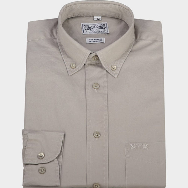 Mens Long Sleeved Weekender Shirt in Stone - Oxford Shirt Co.