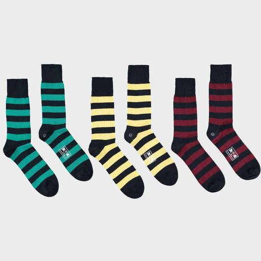 Men’s 3 pack of socks in Bright Hooped.
