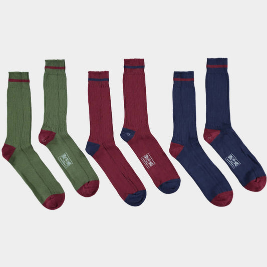 Men’s 3 pack of socks in Country Contrast.