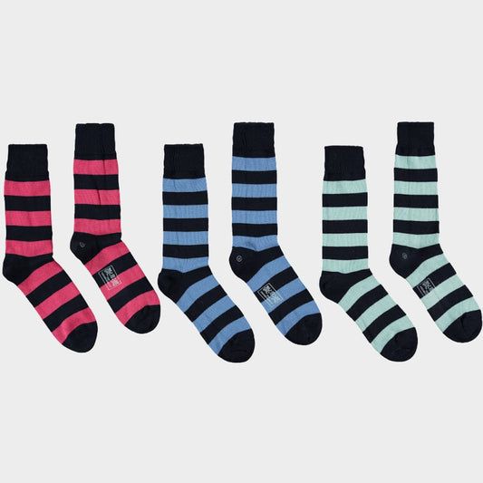 Men’s 3 pack of socks in Multi Hooped.