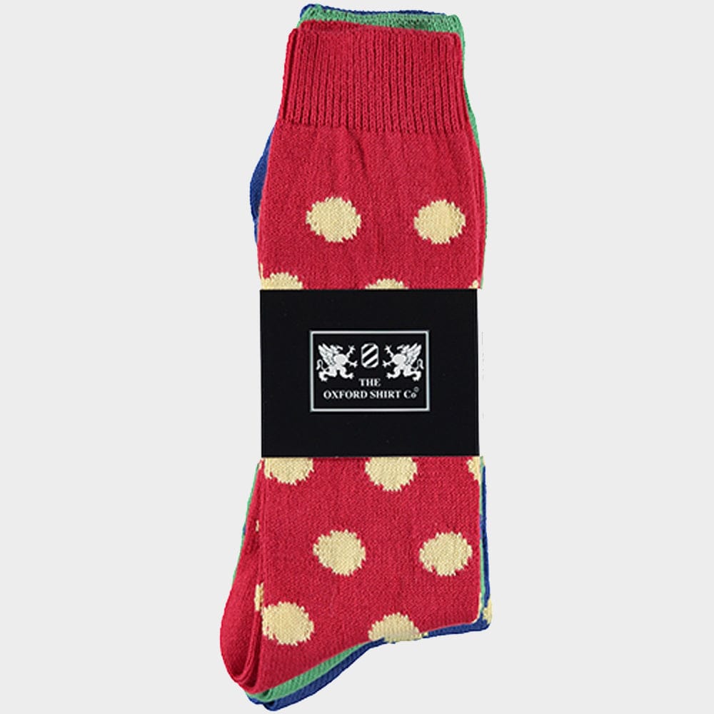 Men’s 3 pack of socks in Multi Spots.