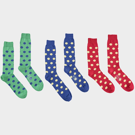 Men’s 3 pack of socks in Multi Spots.