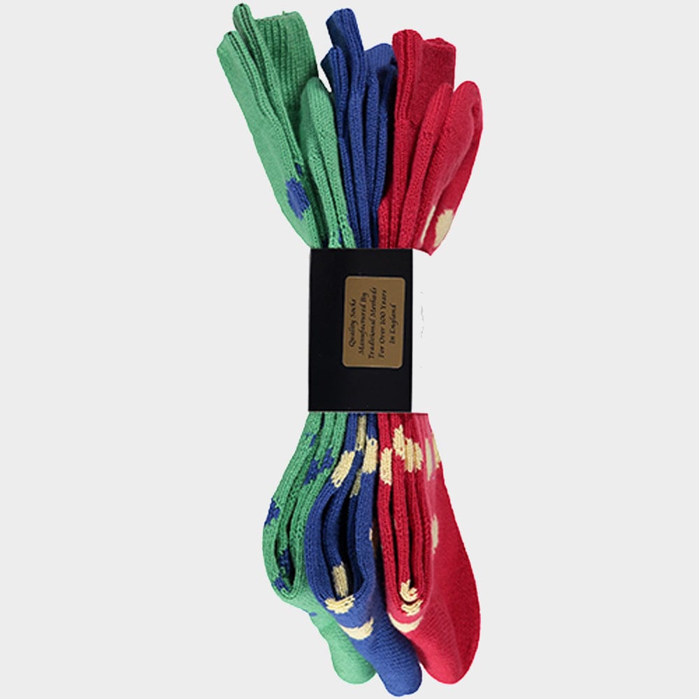 Men’s 3 pack of socks in Multi Spots.
