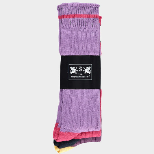 Men’s 3 pack of socks in Pink Contrast.