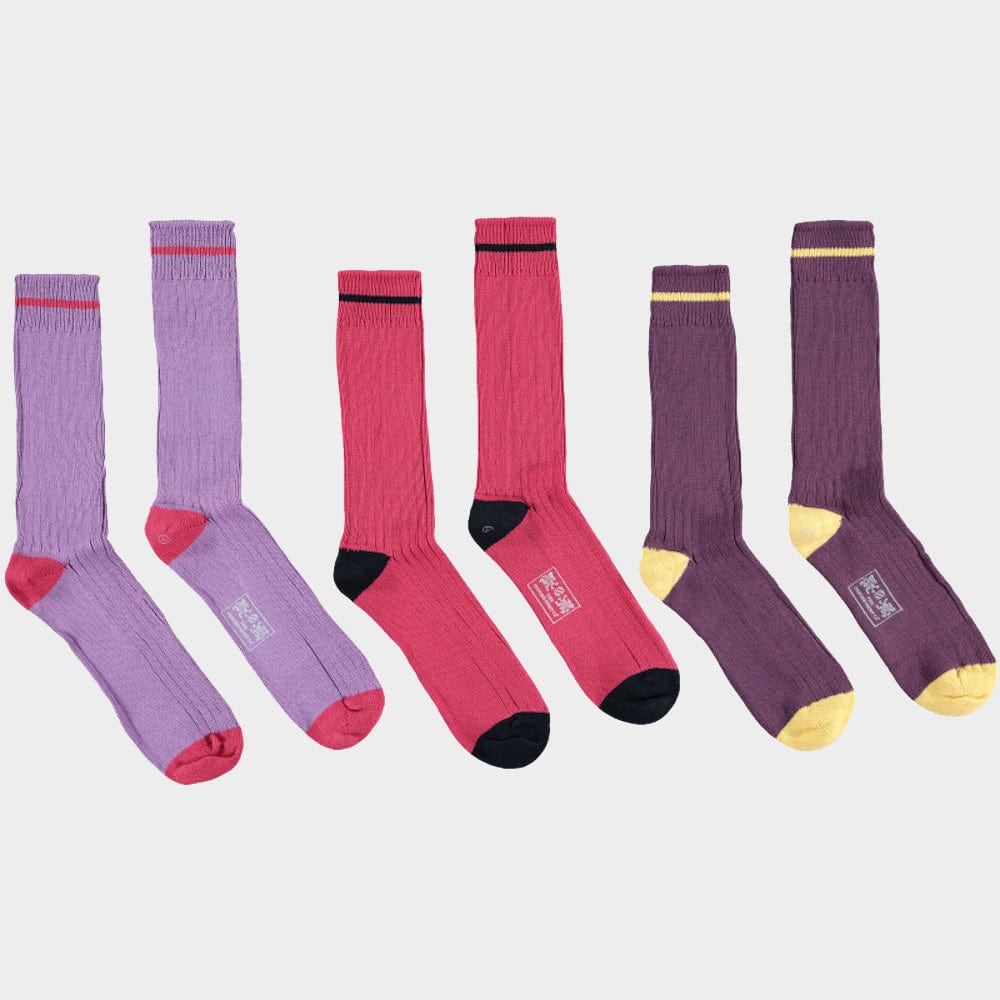 Men’s 3 pack of socks in Pink Contrast.