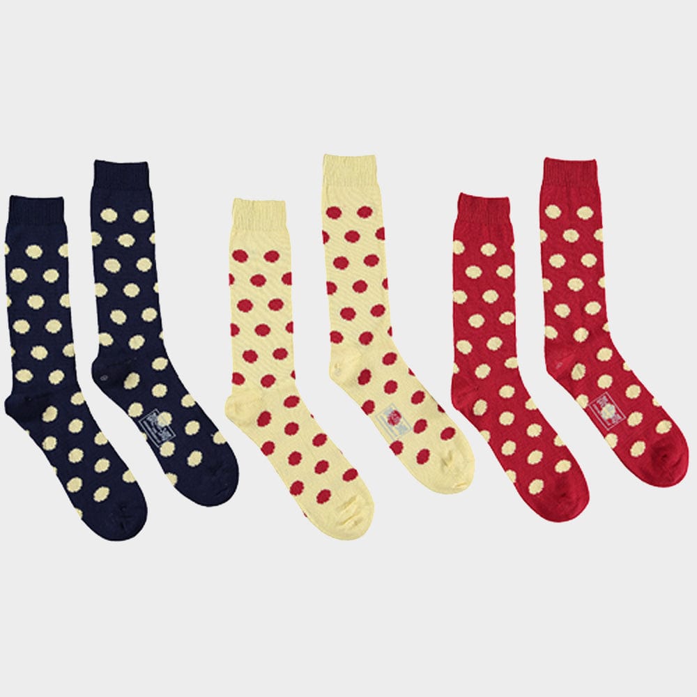 Men’s 3 pack of socks in Yellow Spots.