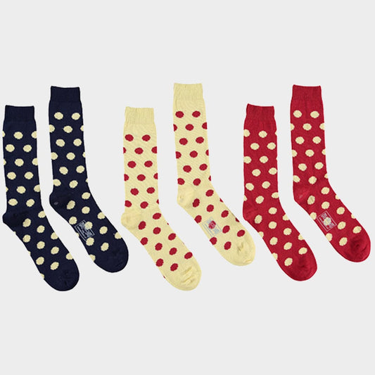 Men’s 3 pack of socks in Yellow Spots.
