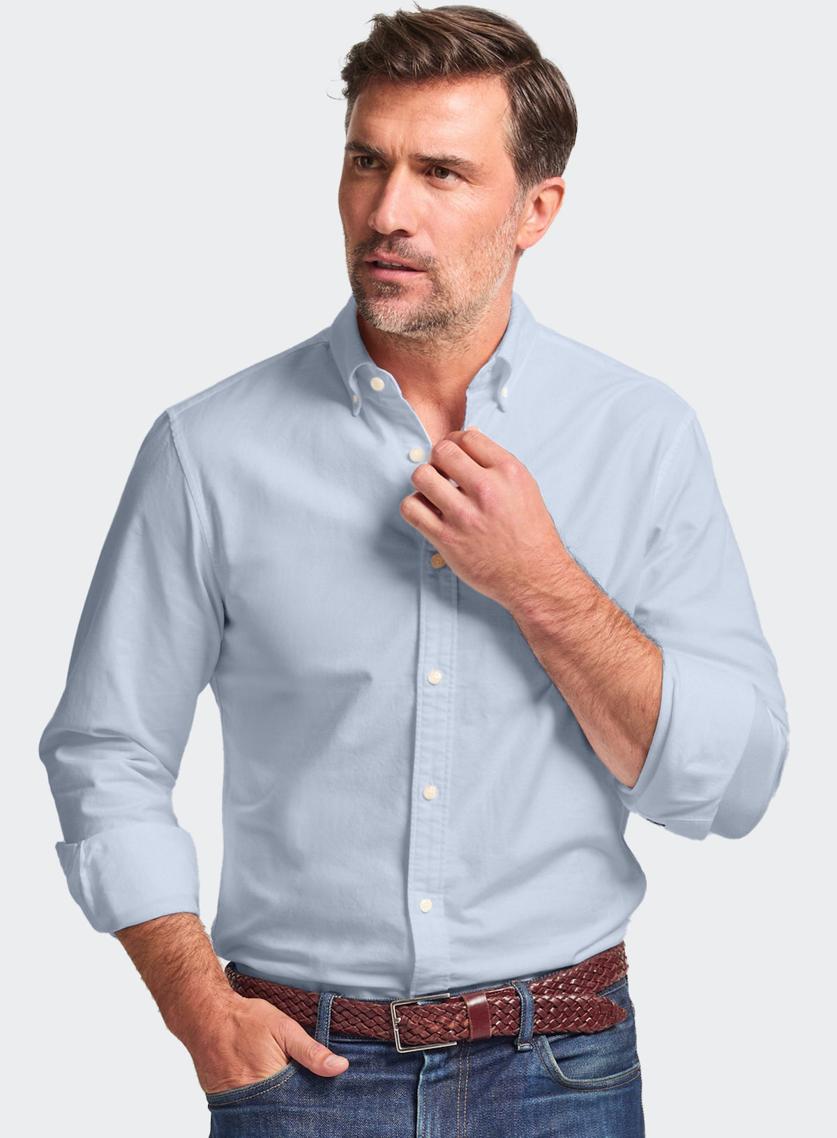 Men’s button-down Oxford shirt in Blue.
