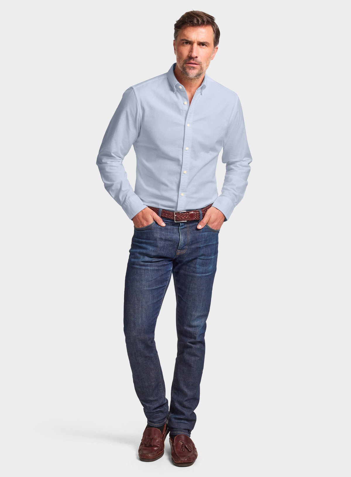 Men’s button-down Oxford shirt in Blue.