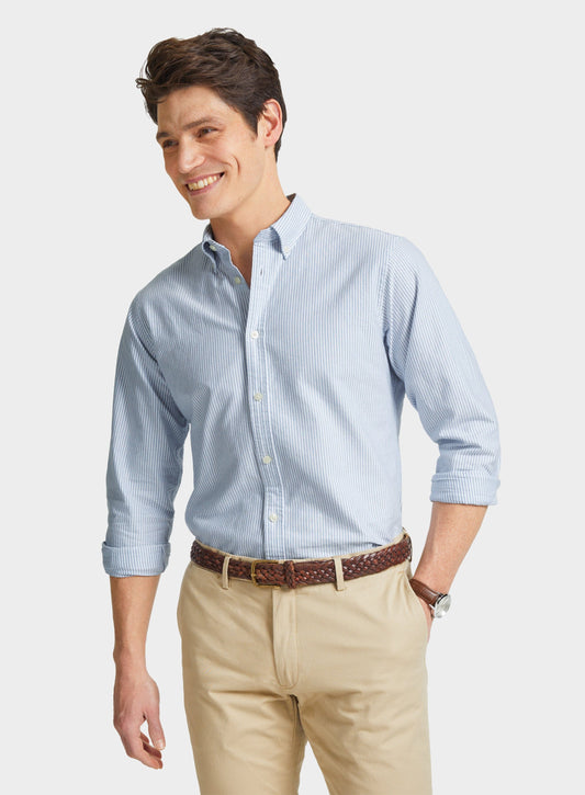 Men’s button-down Oxford shirt in Blue Stripe.