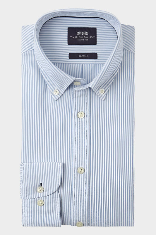 Men’s button-down Oxford shirt in Blue Stripe.