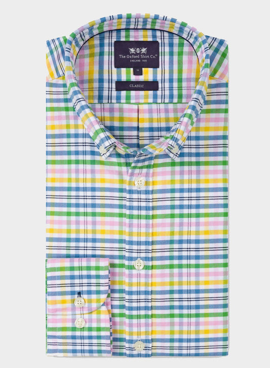 Men’s button-down Oxford shirt in Bright Multi Check.