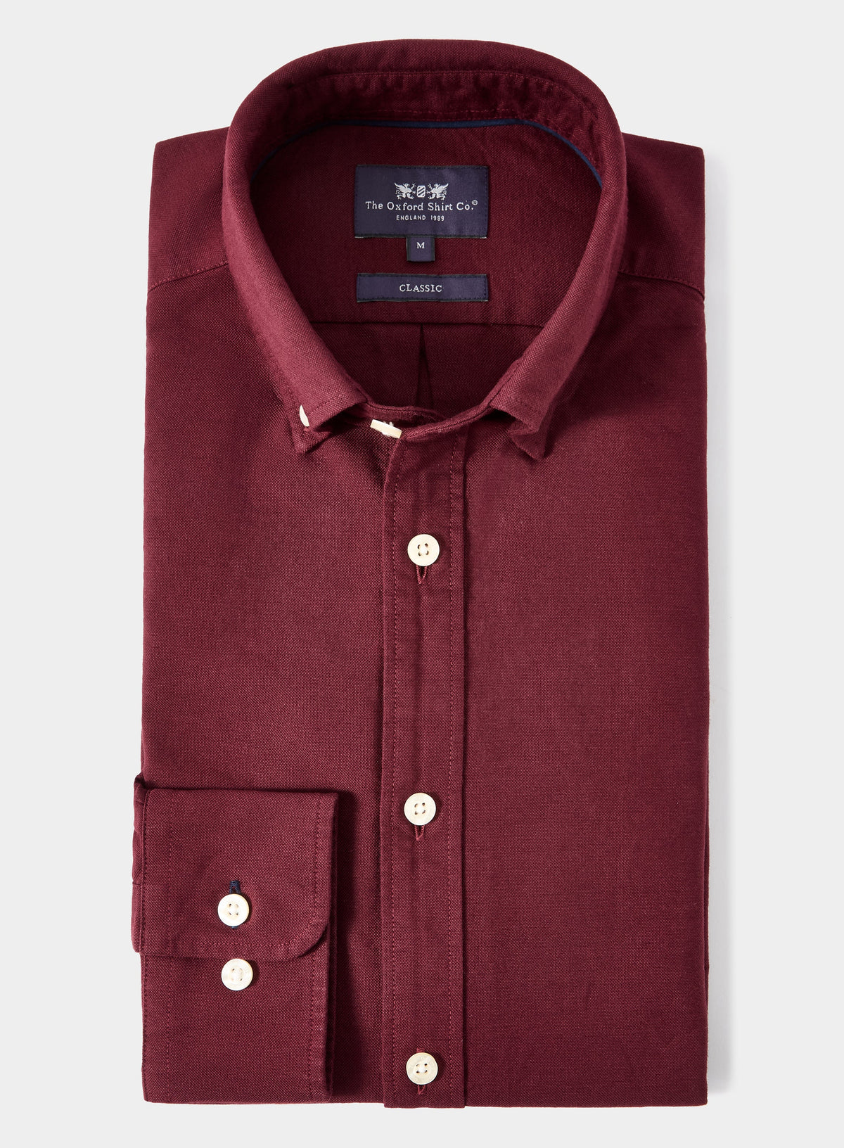 Men’s button-down Oxford shirt in Burgundy.