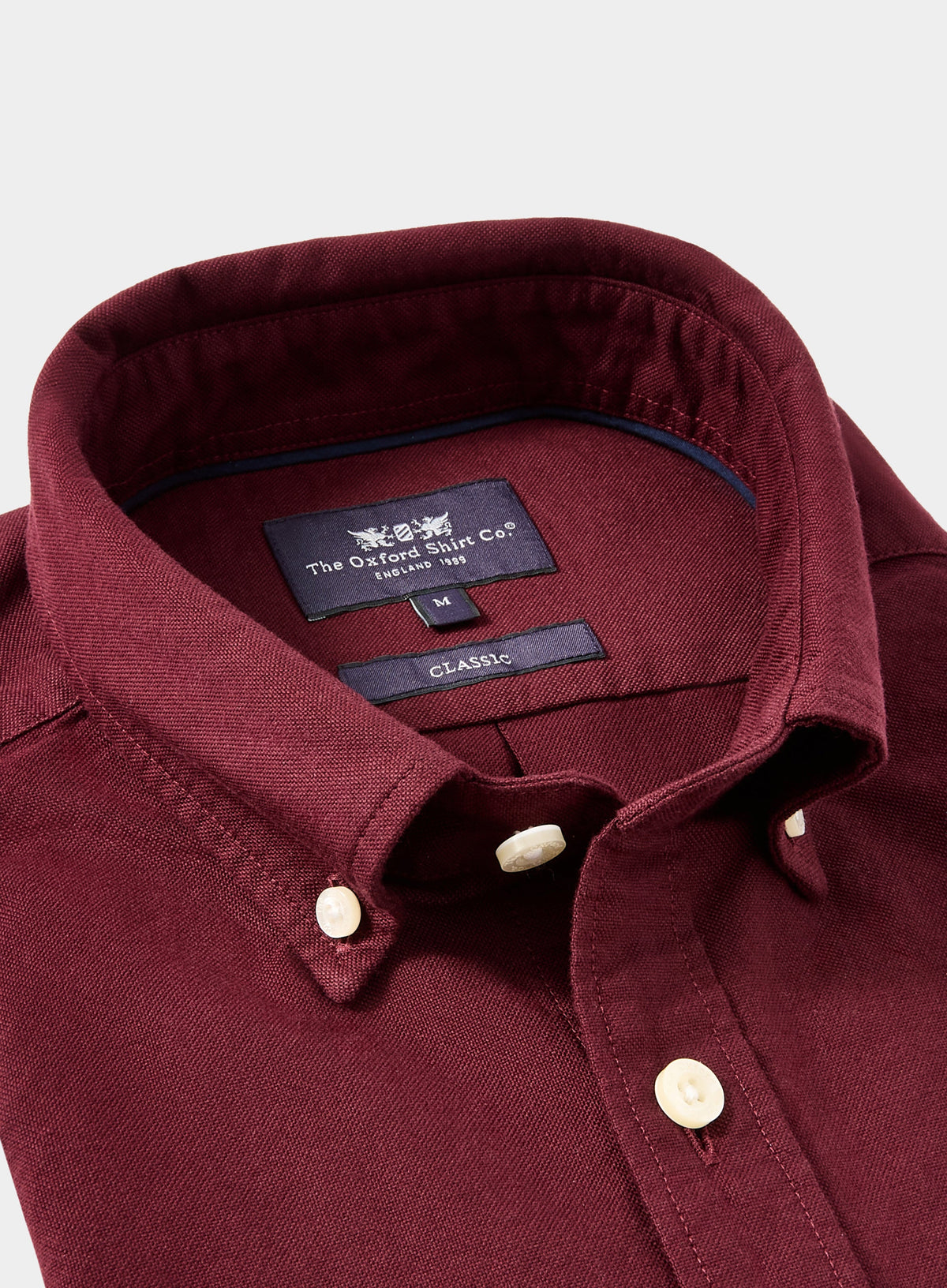 Men’s button-down Oxford shirt in Burgundy.