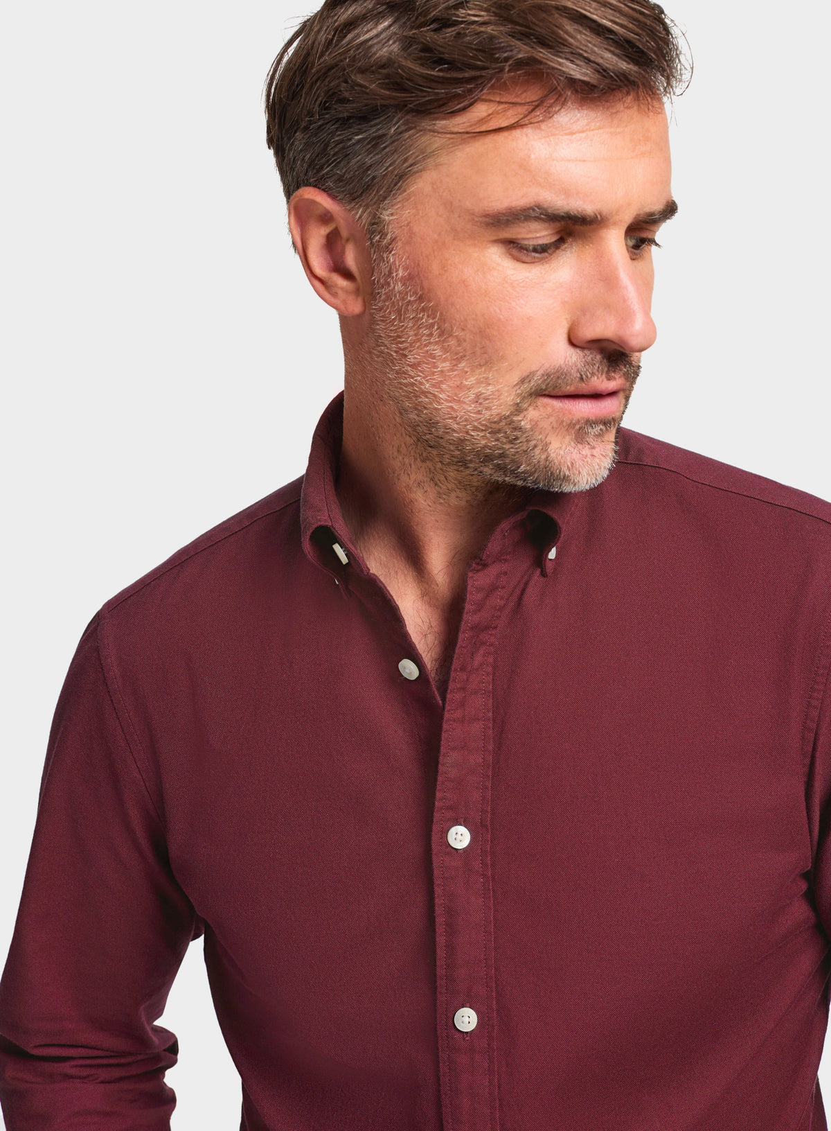 Men’s button-down Oxford shirt in Burgundy.