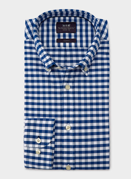 Men’s button-down Oxford shirt in Navy Check.