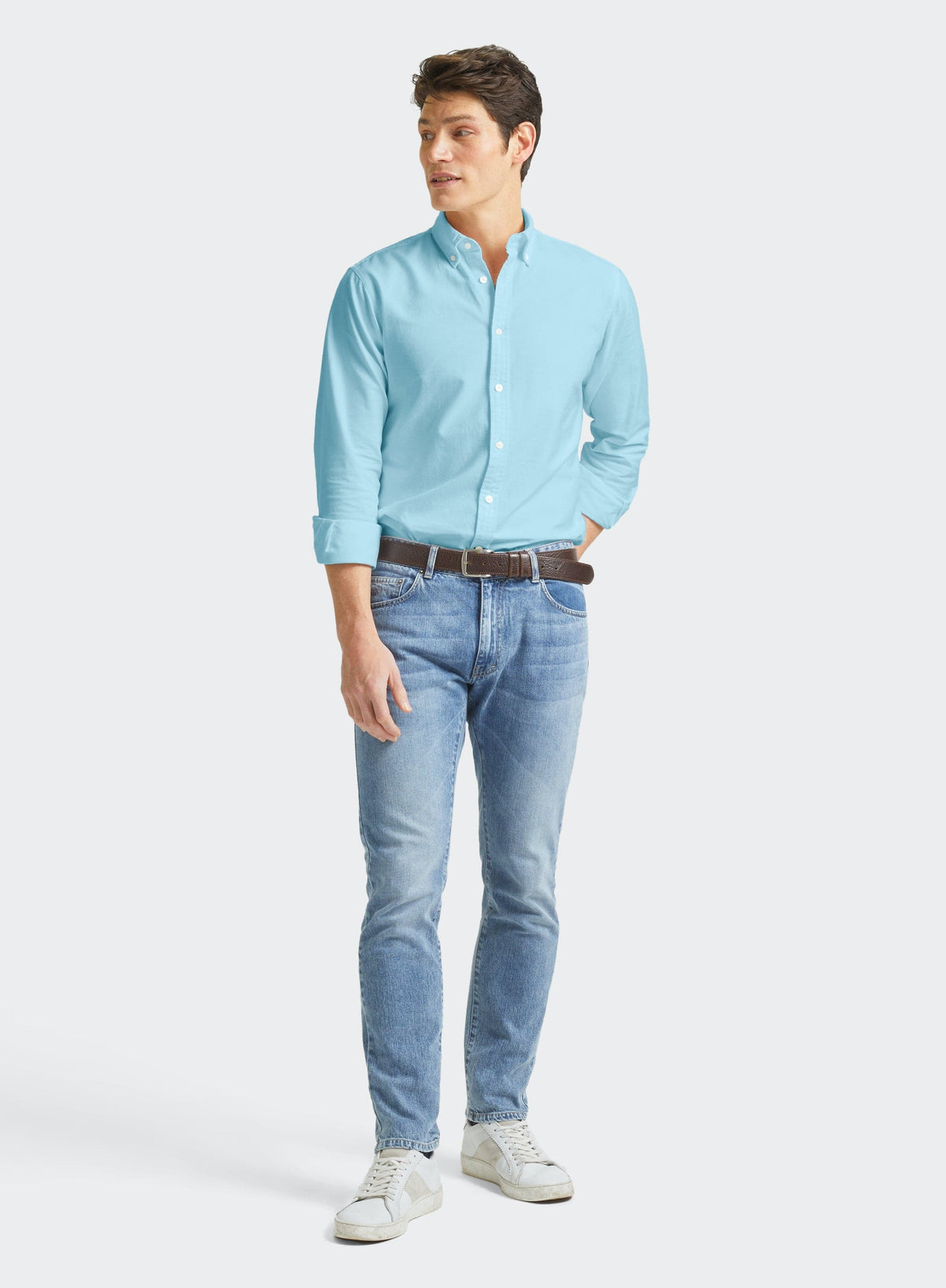Men’s button-down Oxford shirt in Ocean.