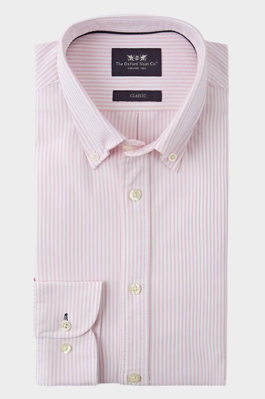 Men’s button-down Oxford shirt in Pink Stripe.
