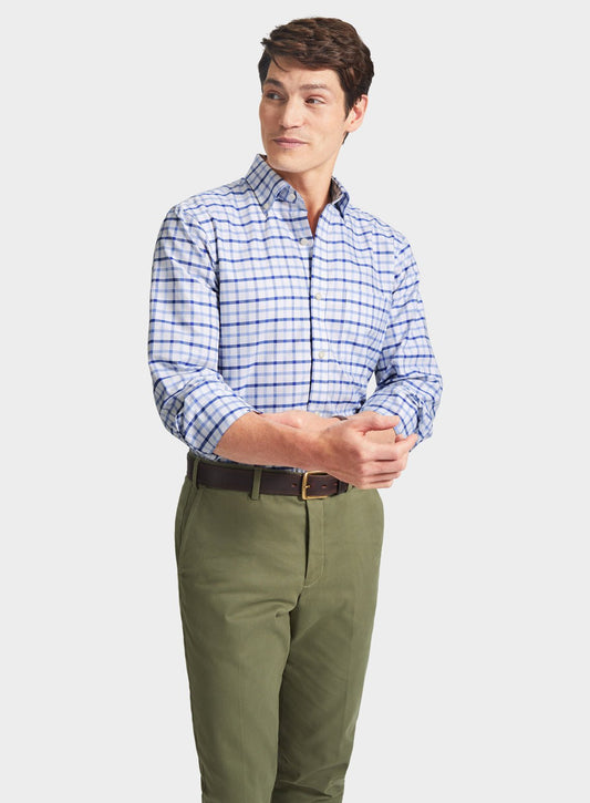 Men’s button-down shirt in Blue Multi Check.