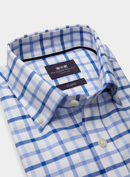 Men’s button-down shirt in Blue Multi Check.