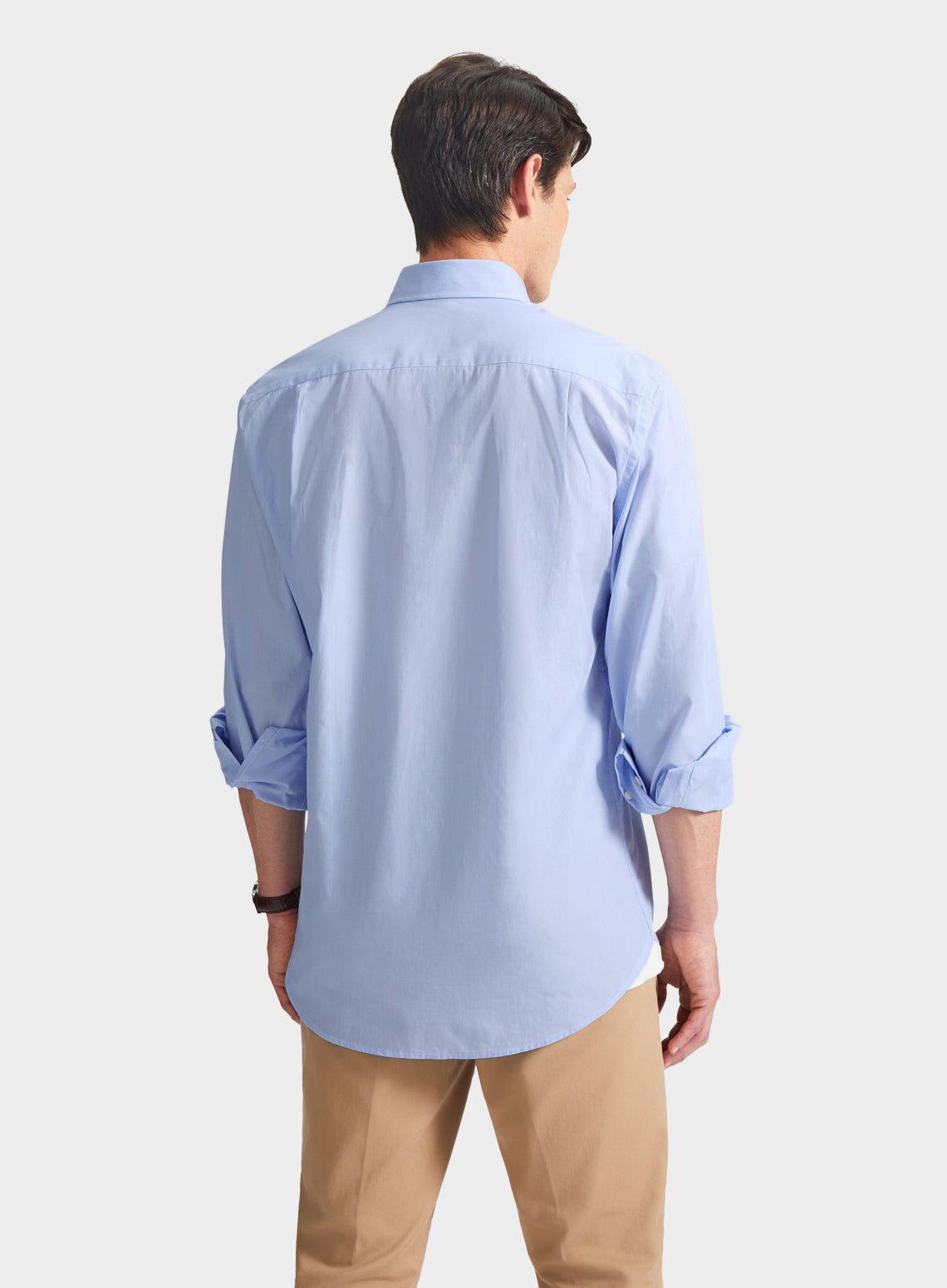 Men’s button-down shirt in Fine Blue Stripe.