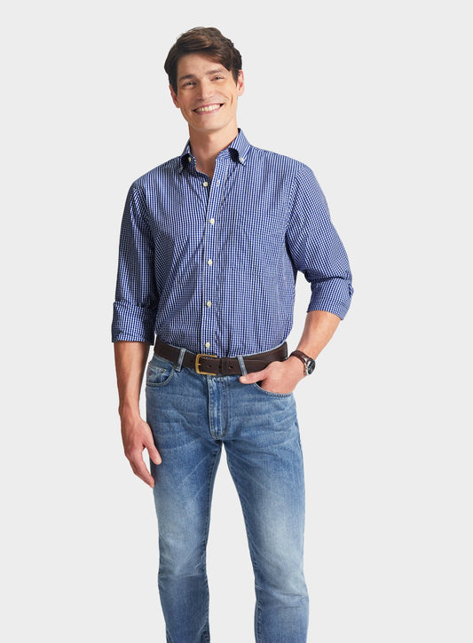 Men’s button-down shirt in Navy Gingham.
