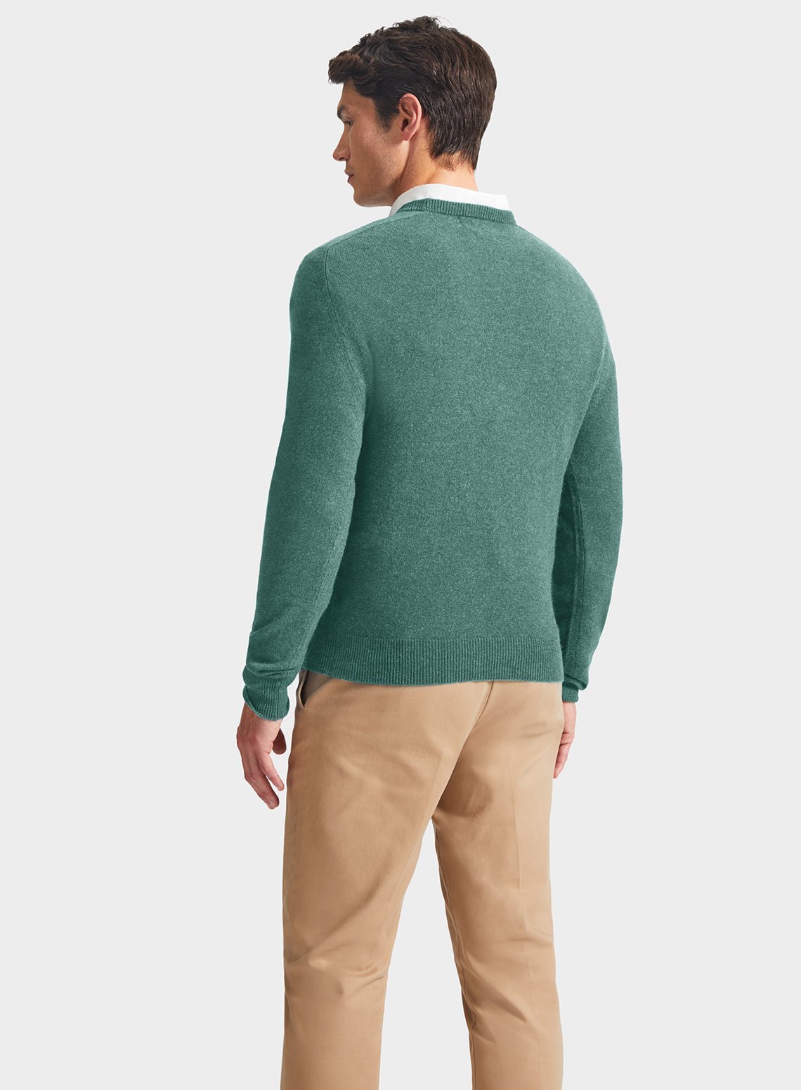 Men’s cashmere crew neck jumper in Green.