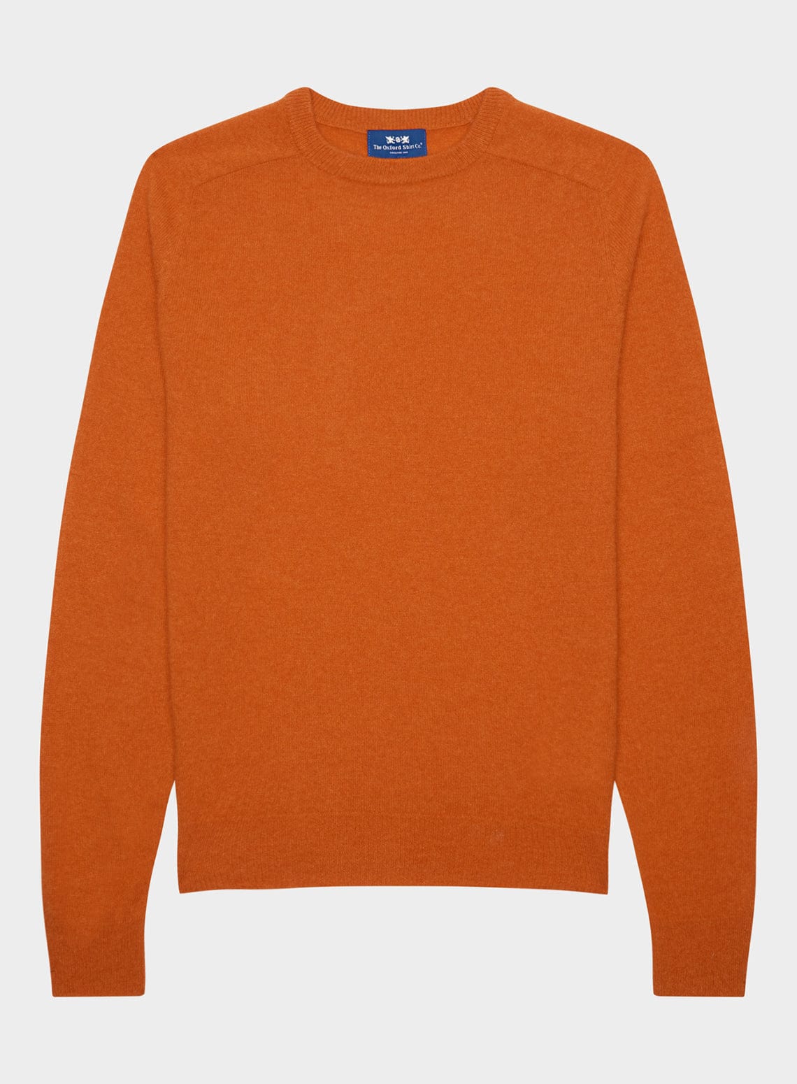 Men’s cashmere crew neck jumper in Rust.