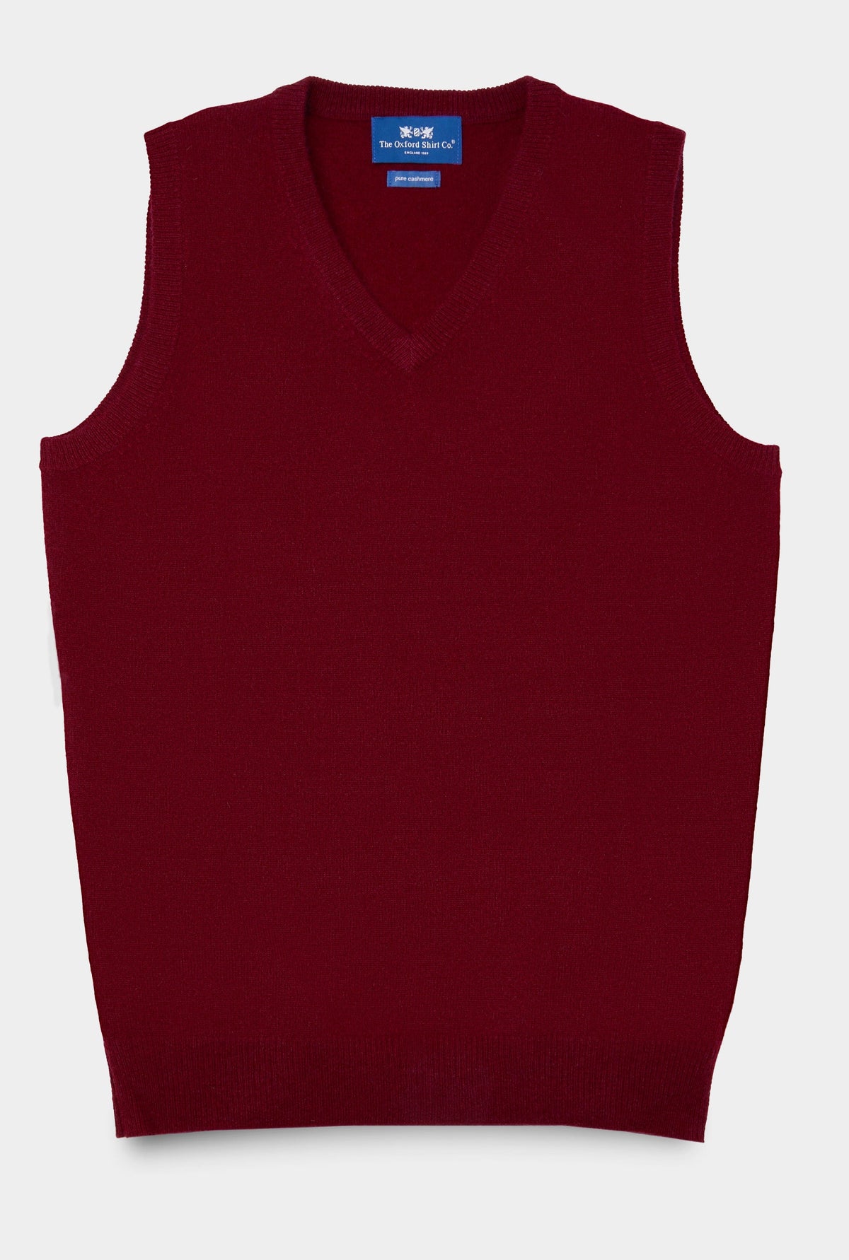 Men’s cashmere sleeveless vest in Bordeaux.