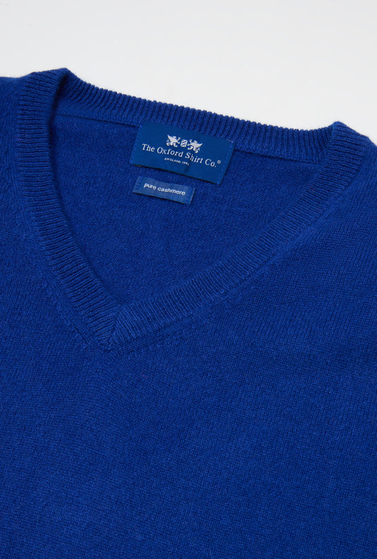 Men’s cashmere sleeveless vest in Bright Blue.