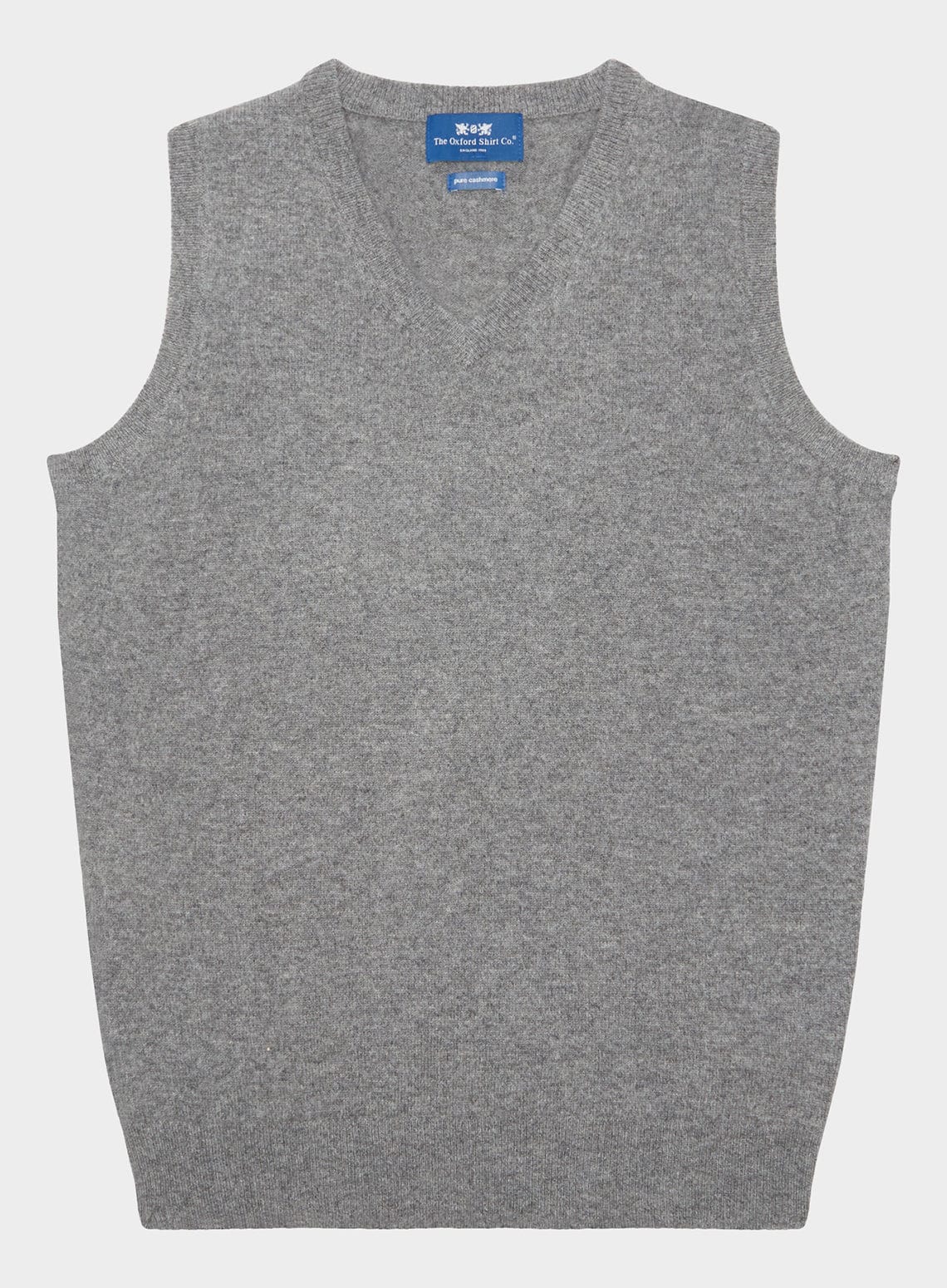 Men’s cashmere sleeveless vest in Mid Grey.