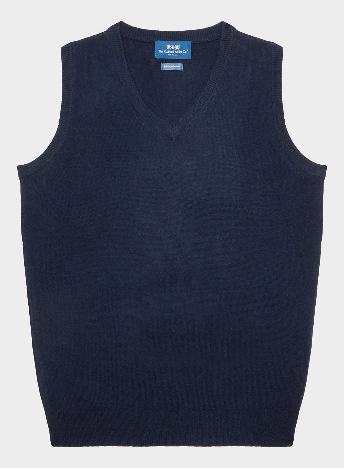 Men’s cashmere sleeveless vest in Navy.