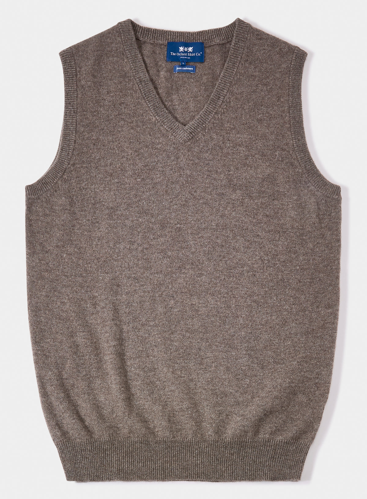 Men’s cashmere sleeveless vest in Otter.