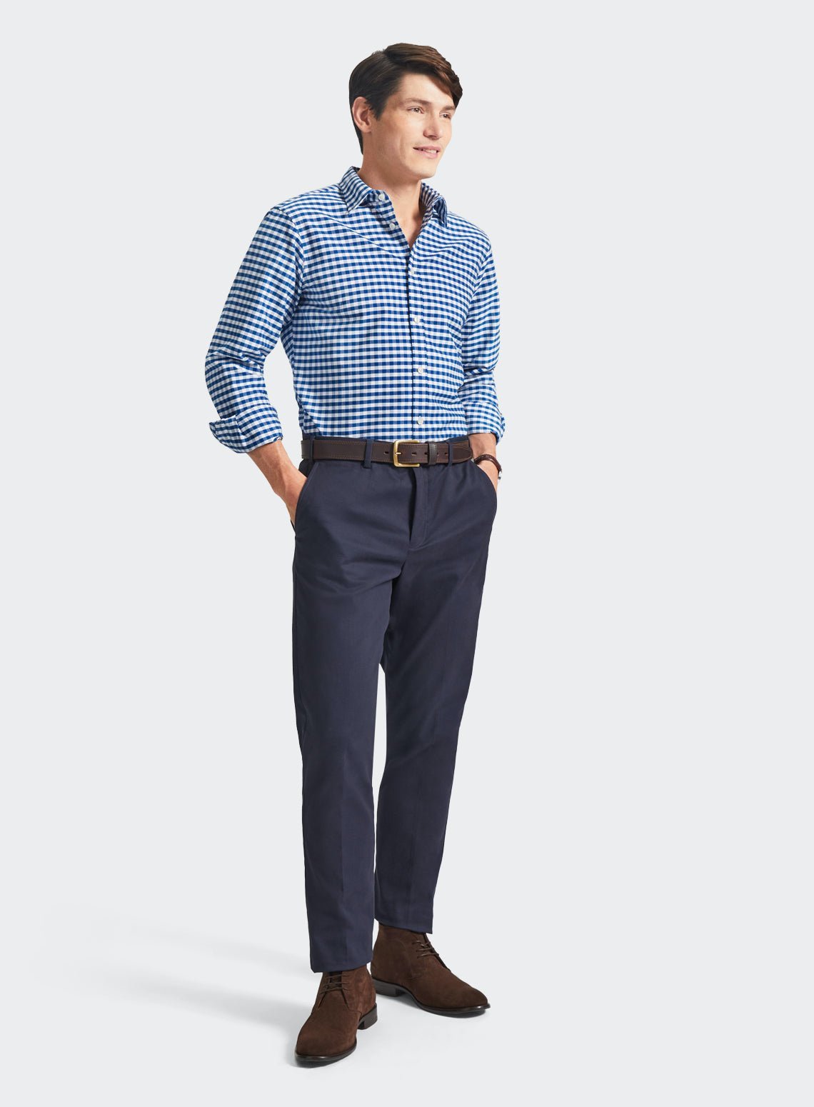 Men’s classic Oxford shirt in Navy Check.