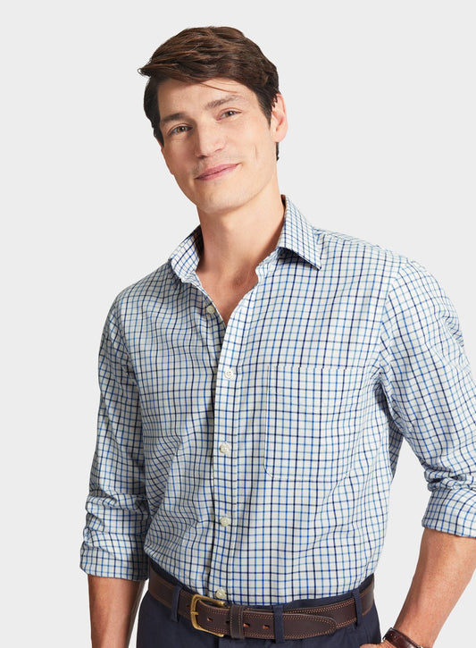 Men’s classic tattersall shirt in Blue Check.