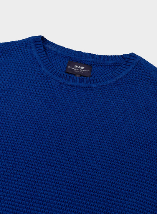 Men’s cotton blackberry crew neck jumper in Blue.
