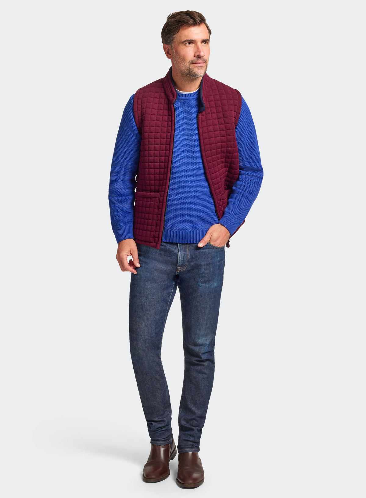 Men’s cotton blackberry crew neck jumper in Blue.