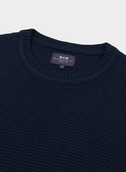 Men’s cotton blackberry crew neck jumper in Navy.