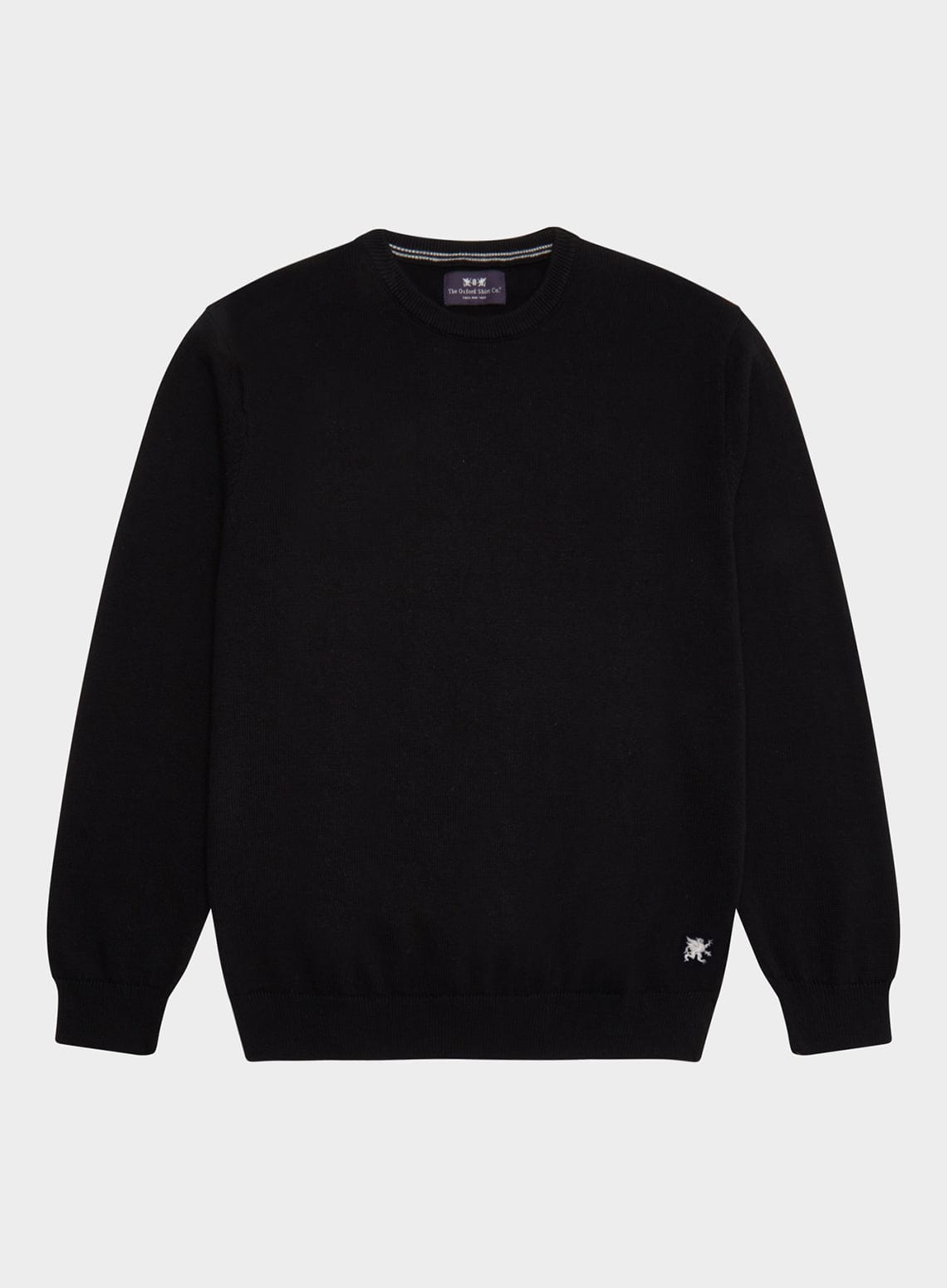 Men’s cotton cashmere crew neck jumper in Black.
