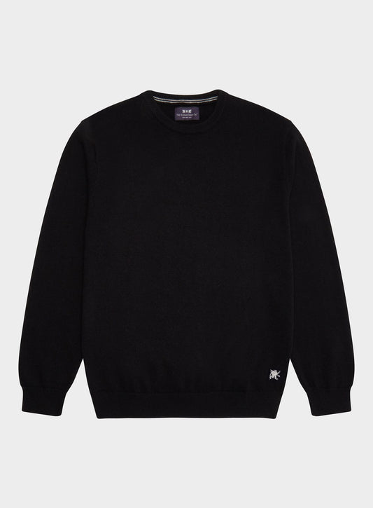 Men’s cotton cashmere crew neck jumper in Black.