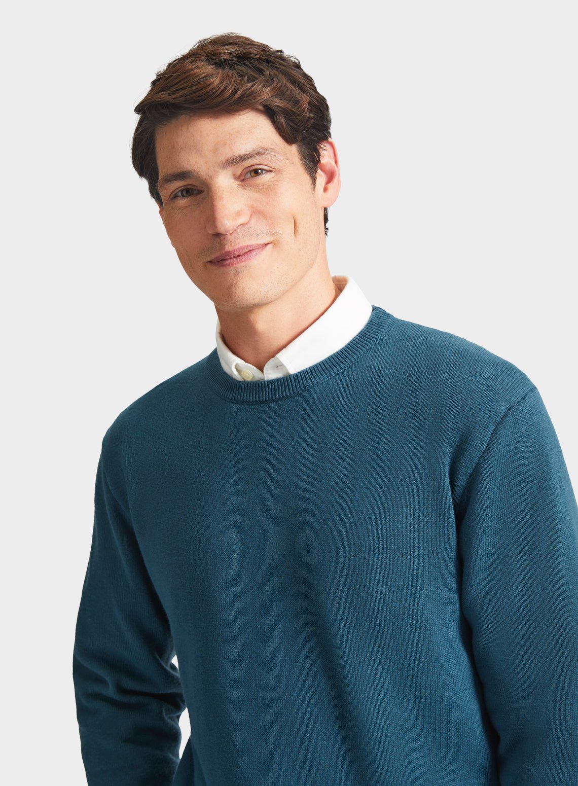 Men’s cotton cashmere crew neck jumper in Green.